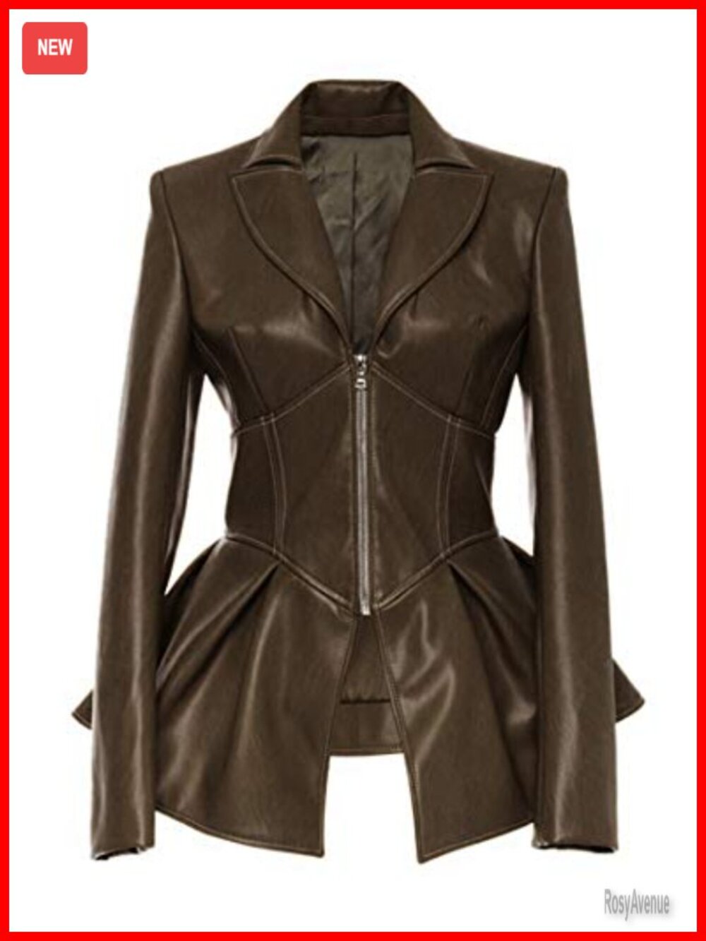 Faux Leather Zip Up Long Sleeve Biker Jacket Slim Fit Moto Coat